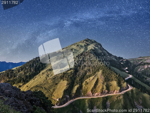 Image of mountain under stars