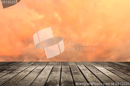 Image of Wooden ground with sky