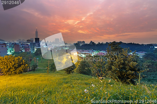 Image of Sunset cityscape