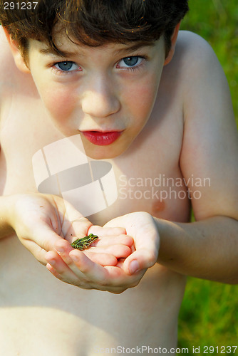 Image of Boy holding a frog