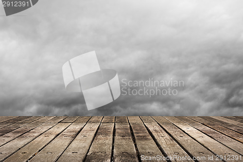 Image of Wooden ground with sky