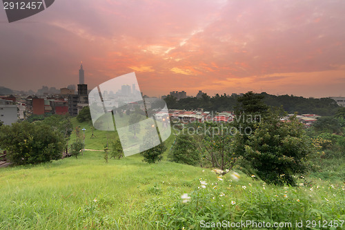 Image of Sunset cityscape