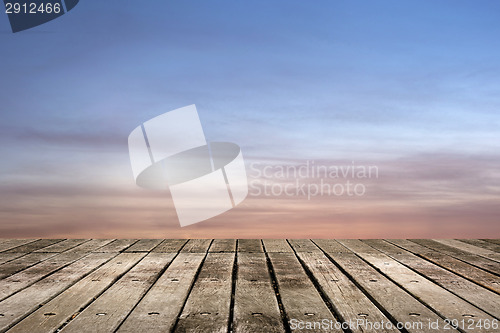 Image of Wooden ground with sky