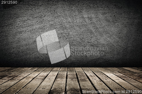 Image of Wooden ground with grunge wall