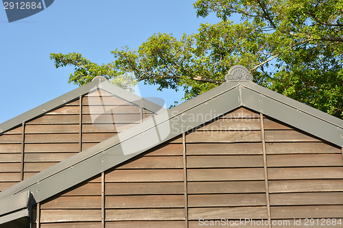 Image of Wooden roof of building