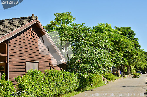 Image of Wooden house and street 