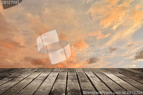 Image of Wooden ground with sky