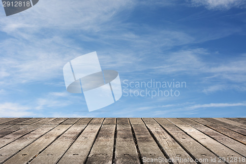 Image of Wooden ground with sky
