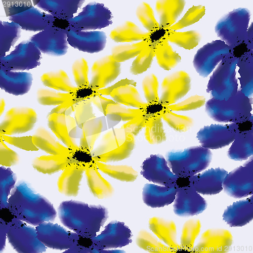 Image of Forget-me-not and cinquefoil floral pattern