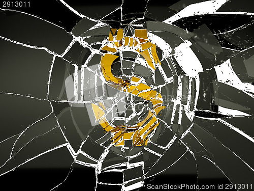 Image of Shattered glass and broken US dollar symbol