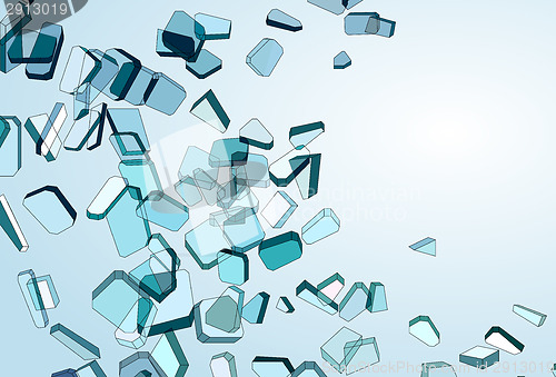 Image of Shattered and damaged pieces of blue glass