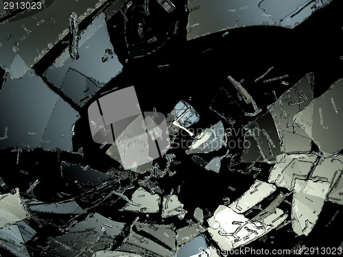 Image of Glass Shattered and broken on black