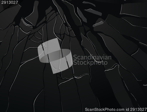 Image of Pieces of shattered glass on black
