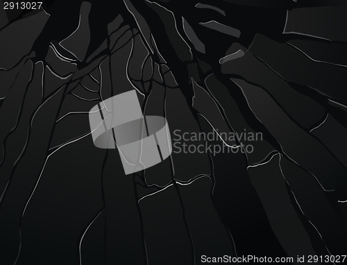 Image of Pieces of shattered glass on black