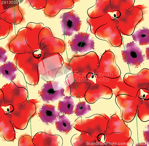 Image of Adonis and gloxinia floral pattern