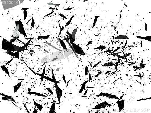 Image of Pieces of black Shattered glass on white