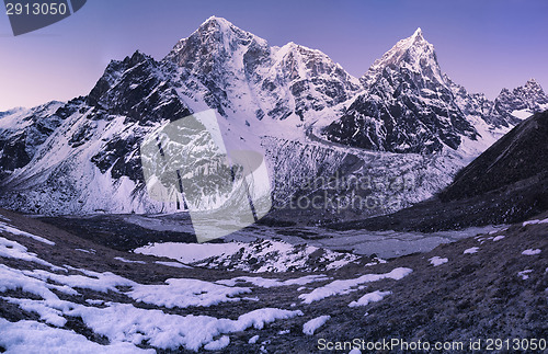 Image of Sunrise in the Himalays Taboche and Cholatse summits