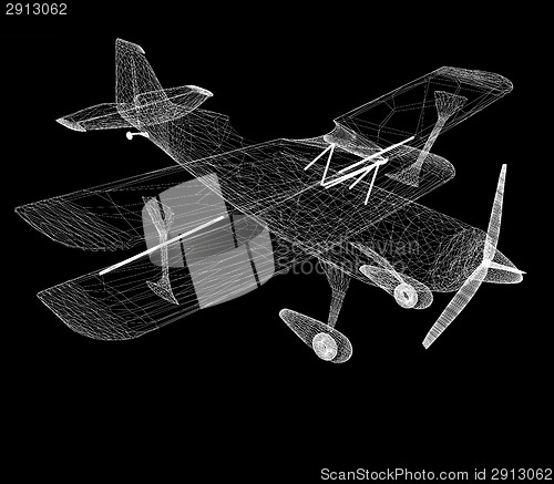 Image of retro airplane isolated on black background 