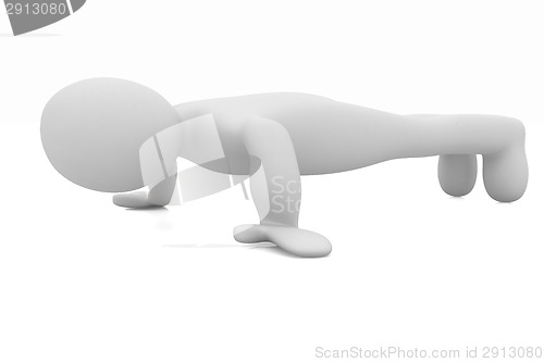 Image of 3d man isolated on white. Series: morning exercises - making pus