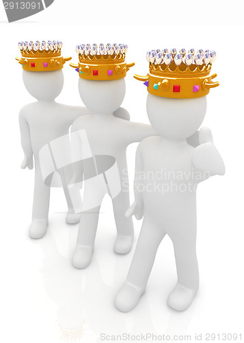 Image of 3d people - mans, persons with a golden crown. Kings