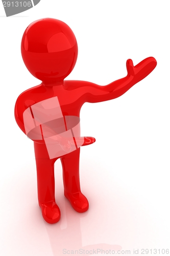 Image of 3d people - man, person presenting - pointing. 