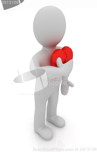 Image of 3d man holding his hand to his heart. Concept: "From the heart" 