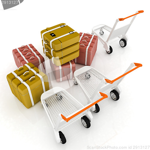 Image of Trolley for luggage at the airport and luggage