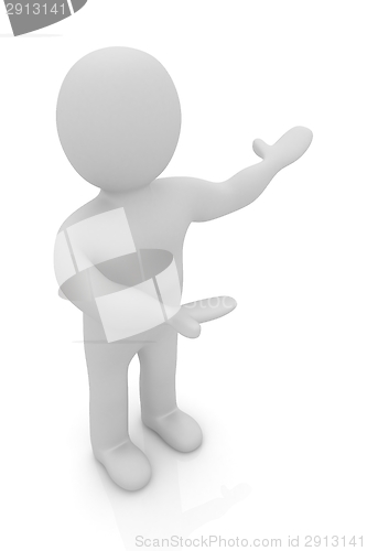 Image of 3d people - man, person presenting - pointing. 