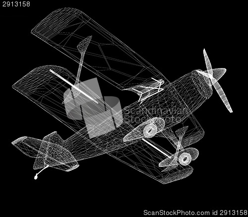 Image of retro airplane isolated on black background 