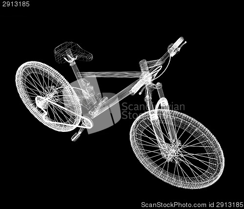 Image of bicycle as a 3d wire frame object isolated