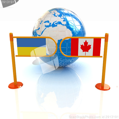 Image of Three-dimensional image of the turnstile and flags of Canada and