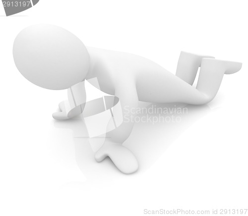 Image of 3d man isolated on white. Series: morning exercises - making pus