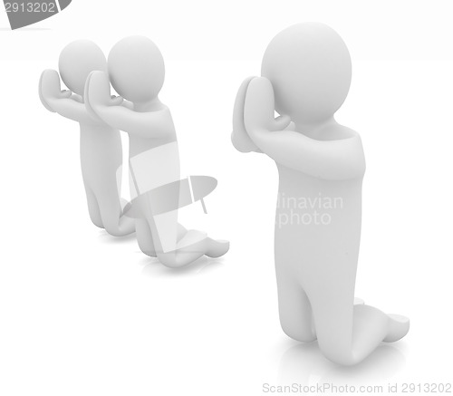 Image of 3d mans on his knees. Christian prayer concept