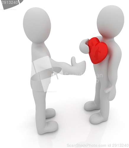 Image of 3d mans holding his hand to his heart. Concept: "From the heart"