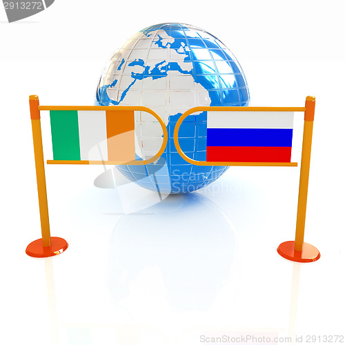 Image of Three-dimensional image of the turnstile and flags of Ireland an