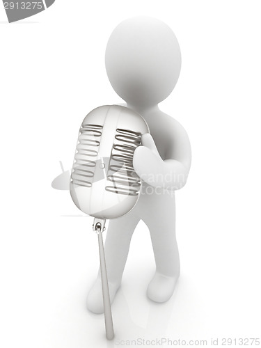 Image of 3D man with a microphone on a white background 