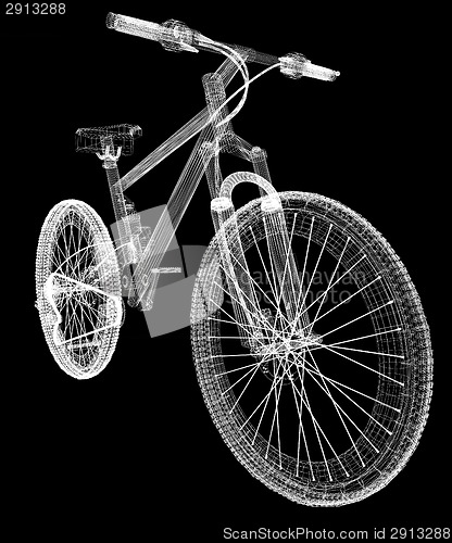 Image of bicycle as a 3d wire frame object isolated