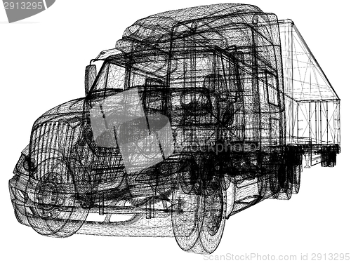 Image of Model cars trailer. 3d render 