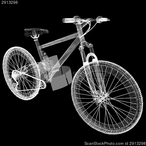 Image of bicycle as a 3d wire frame object isolated