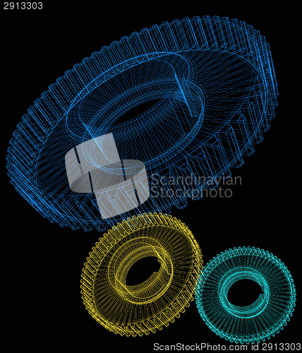 Image of Gear set on black background 