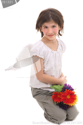 Image of angel girl with flowers