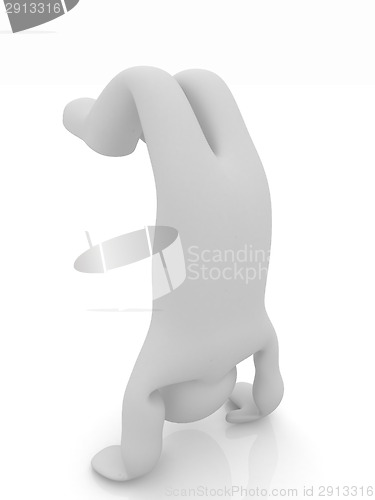 Image of 3d man isolated on white. Series: morning exercises - performs t