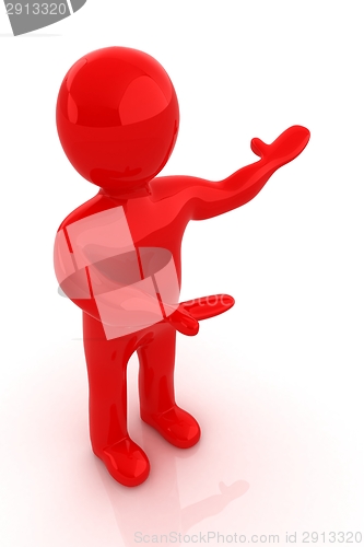 Image of 3d people - man, person presenting - pointing. 