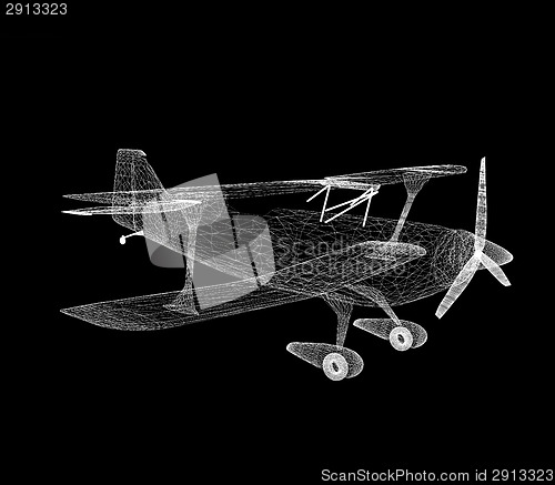 Image of retro airplane isolated on black background 