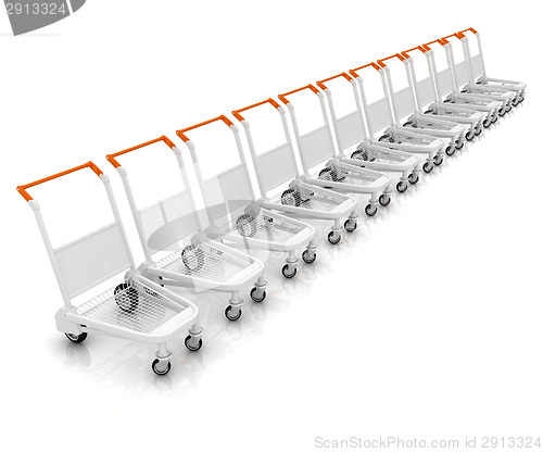 Image of Trolleys for luggages at the airport 