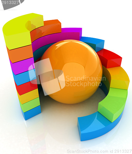 Image of Abstract colorful structure with ball in the center 