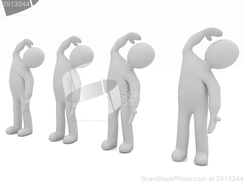 Image of 3d mans isolated on white. Series: morning exercises - flexibili