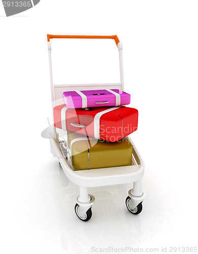 Image of Trolley for luggage at the airport and luggage