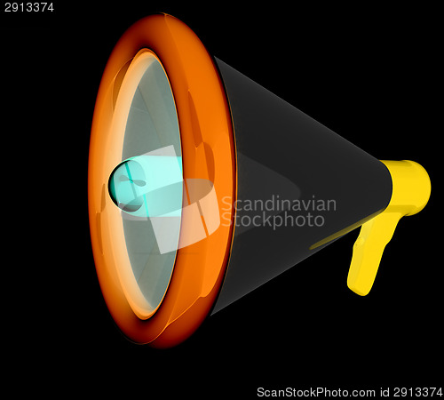 Image of Loudspeaker as announcement icon. Illustration on black