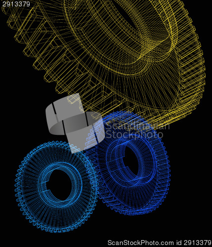 Image of Gear set on black background 